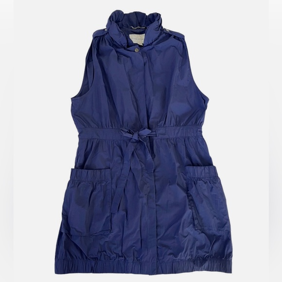 Banana Republic woman's blue sleeveless long belted jacket. - Picture 4 of 7